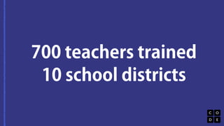 700 teachers trained 
10 school districts 
 