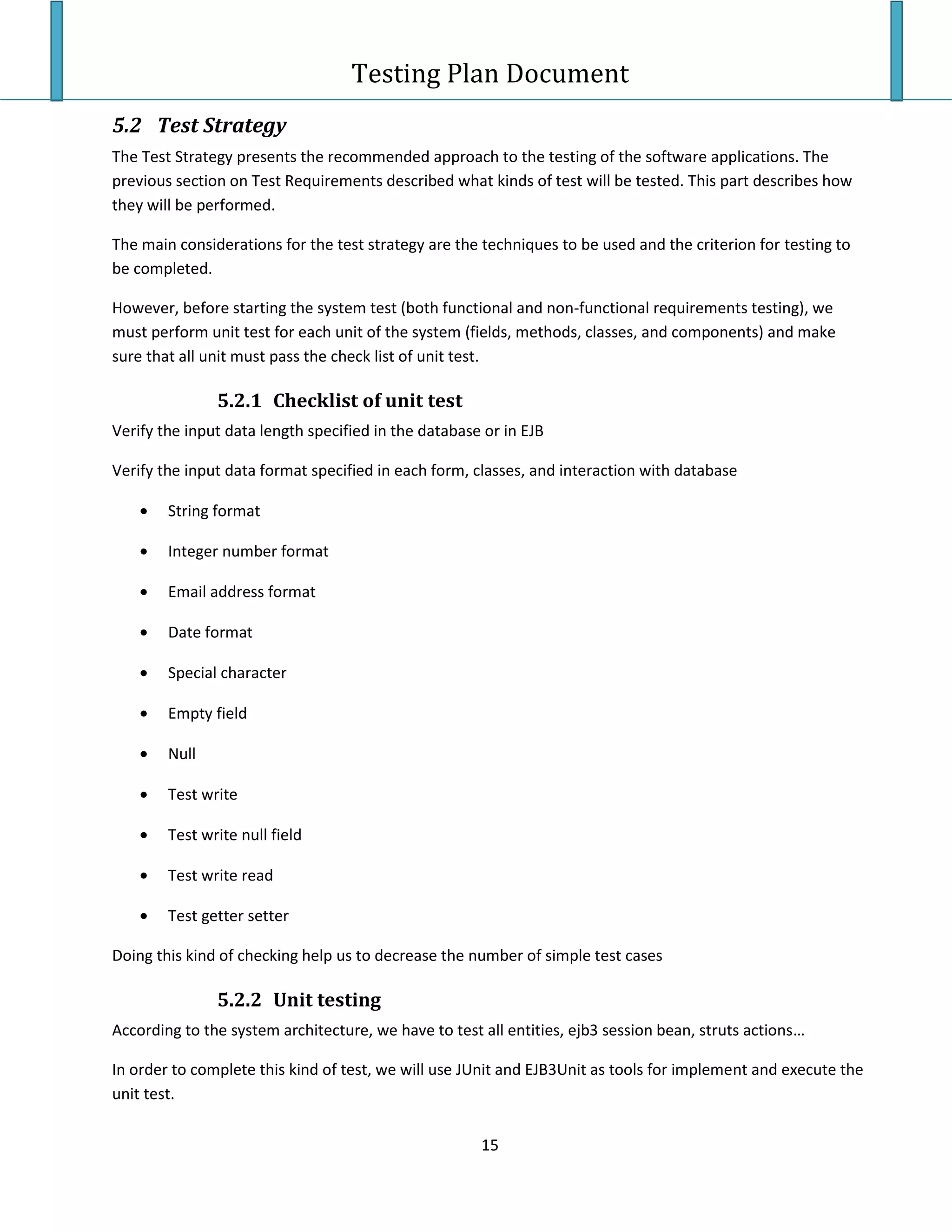 Testing Plan Test Case