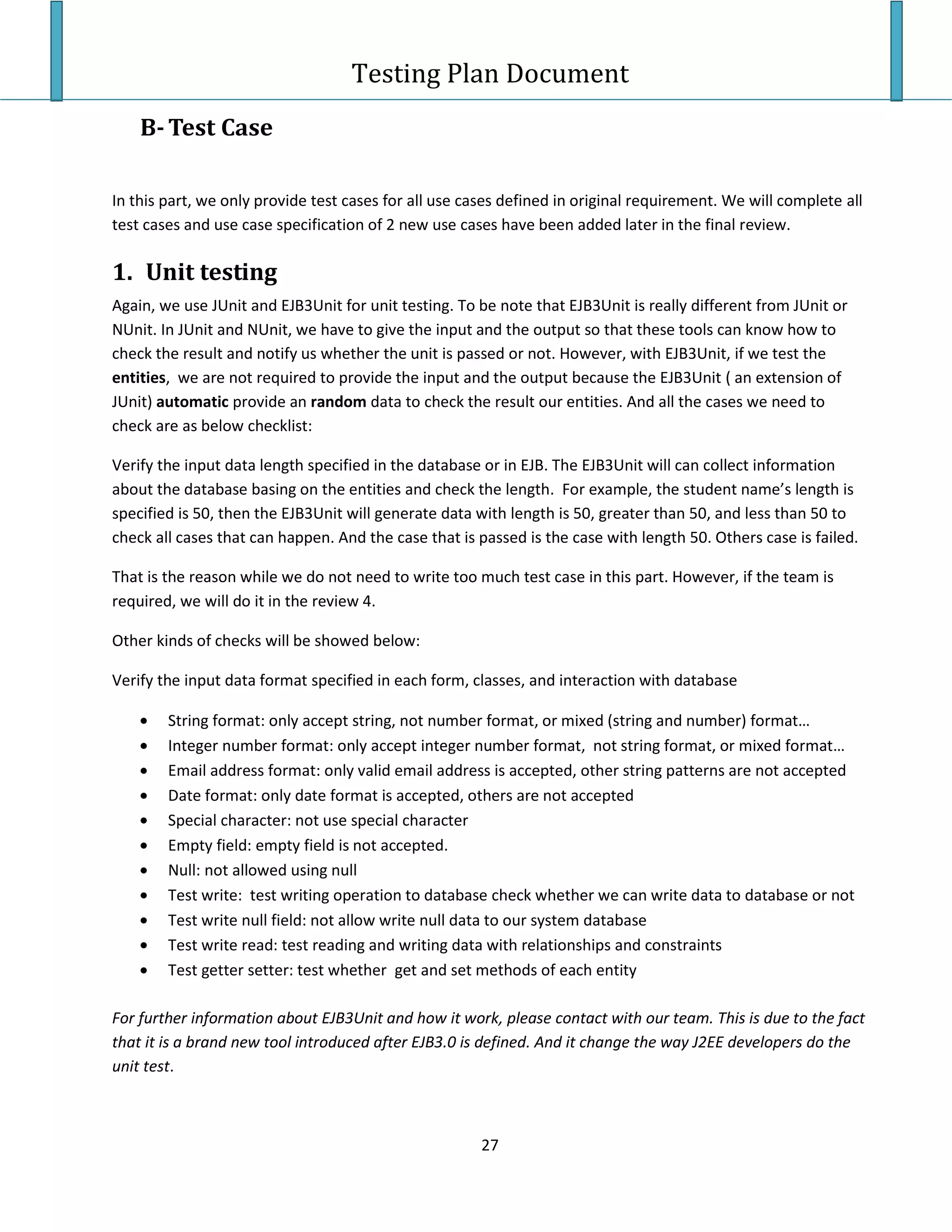 Testing Plan Test Case