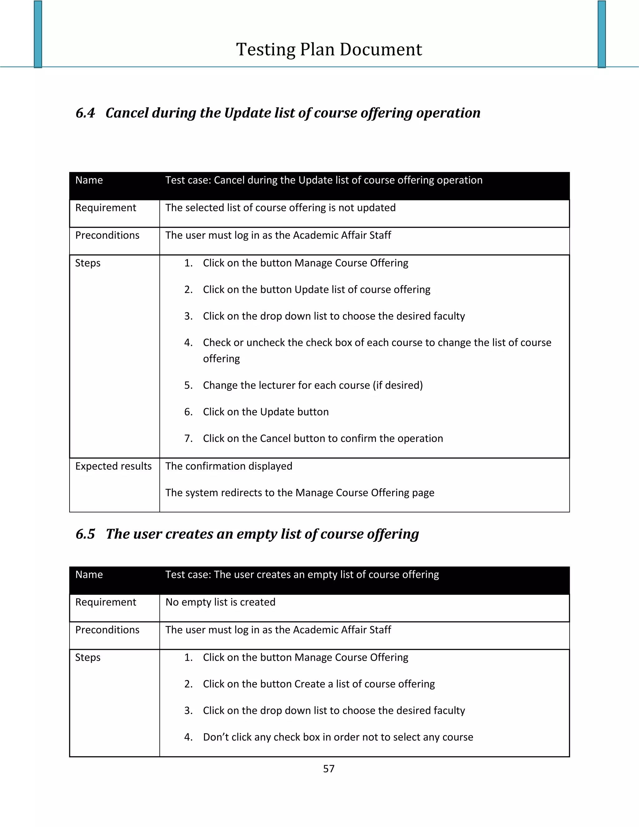 Testing Plan Test Case