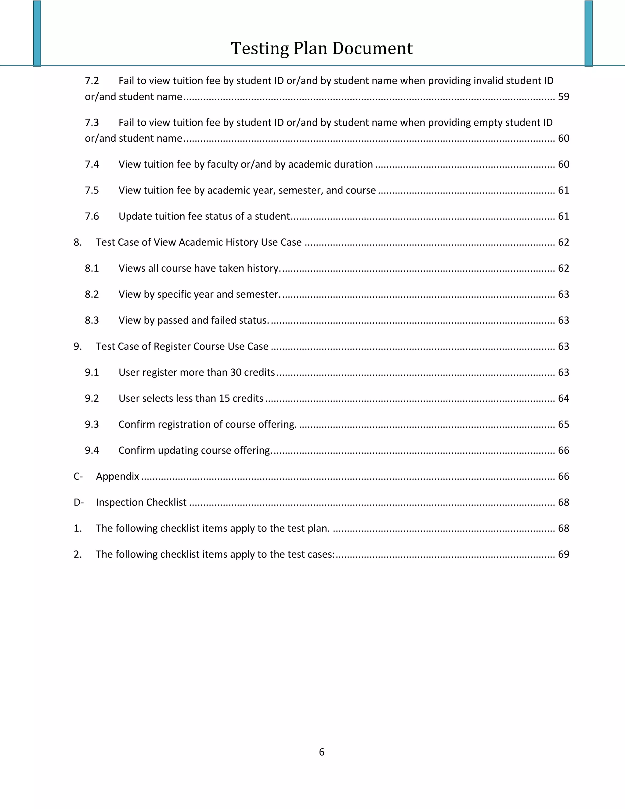 Testing Plan Test Case