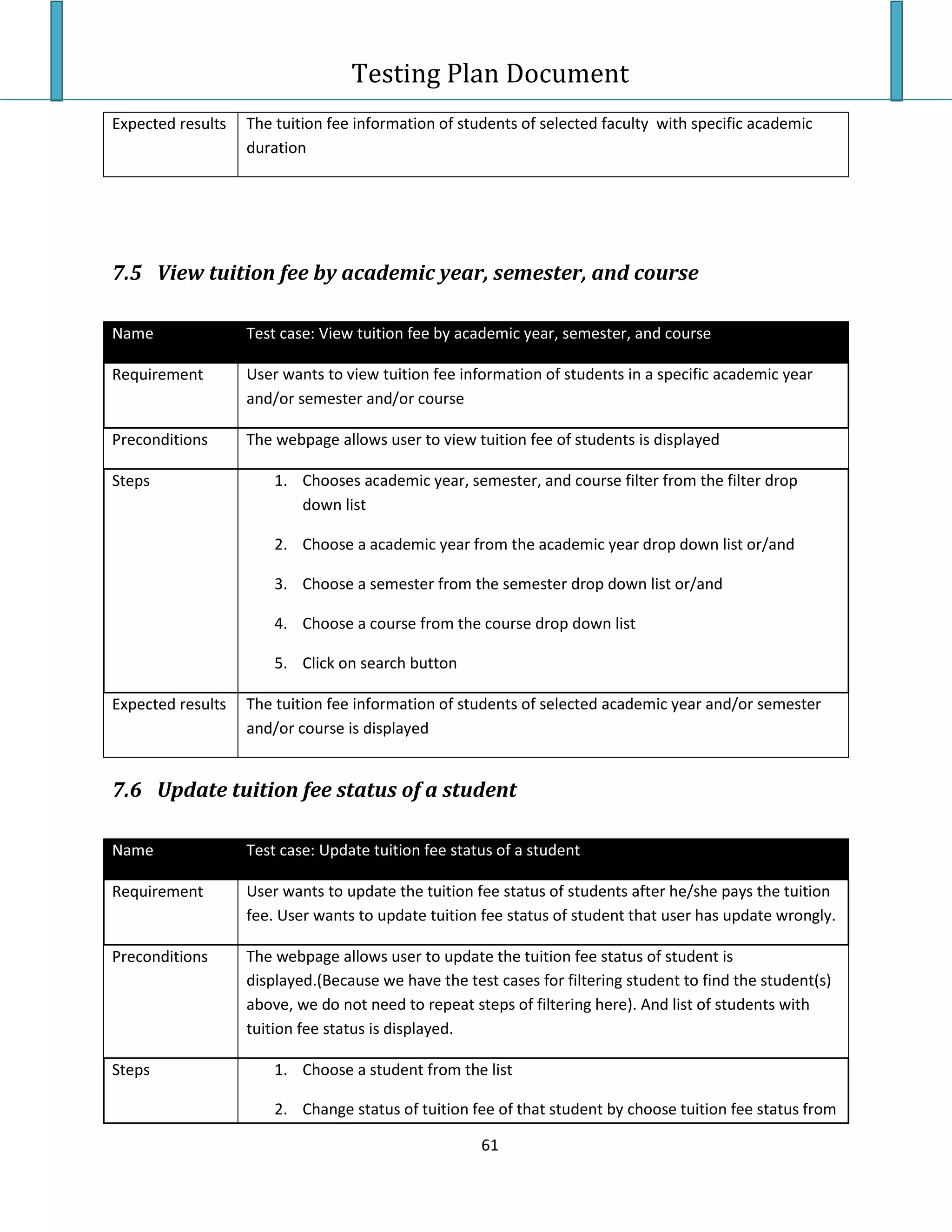 Testing Plan Test Case