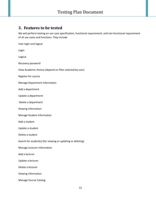 Testing Plan Test Case