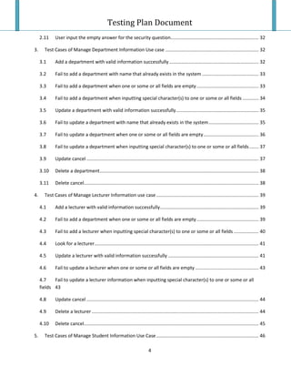 Testing Plan Test Case