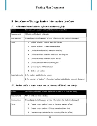 Testing Plan Test Case