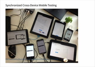 Synchronized Cross-Device Mobile Testing
http://www.html5rocks.com/en/tutorials/tooling/synchronized-cross-device-testing/
 