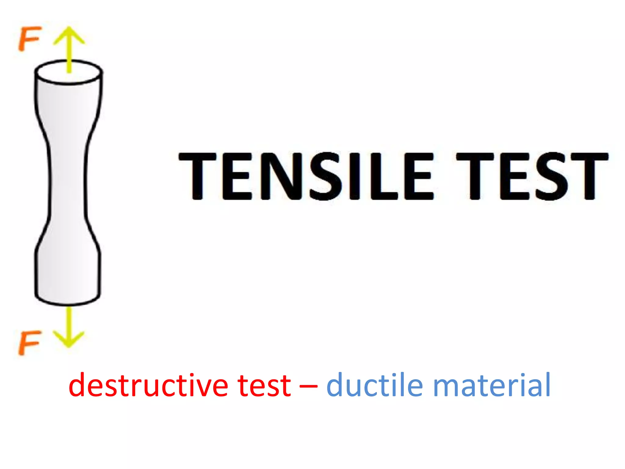Tensile test
destructive test – ductile material
 
