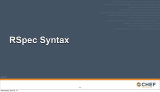 v2.0.0
RSpec Syntax
153
Wednesday, April 30, 14
 