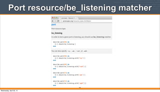 Port resource/be_listening matcher
182
Wednesday, April 30, 14
 