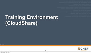 v2.0.0
Training Environment
(CloudShare)
26
Wednesday, April 30, 14
 