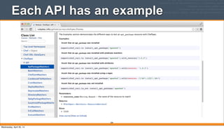 Each API has an example
309
Wednesday, April 30, 14
 
