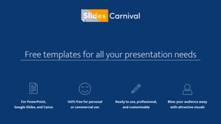 Free templates for all your presentation needs
For PowerPoint,
Google Slides, and Canva
100% free for personal
or commerci...