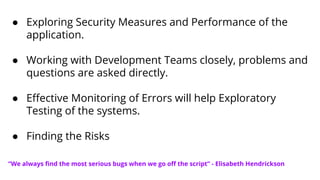 ● Exploring Security Measures and Performance of the
application.
● Working with Development Teams closely, problems and
q...