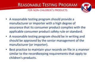 Reasonability Test Testing and Certification of Consumer Products (English) | PPTX