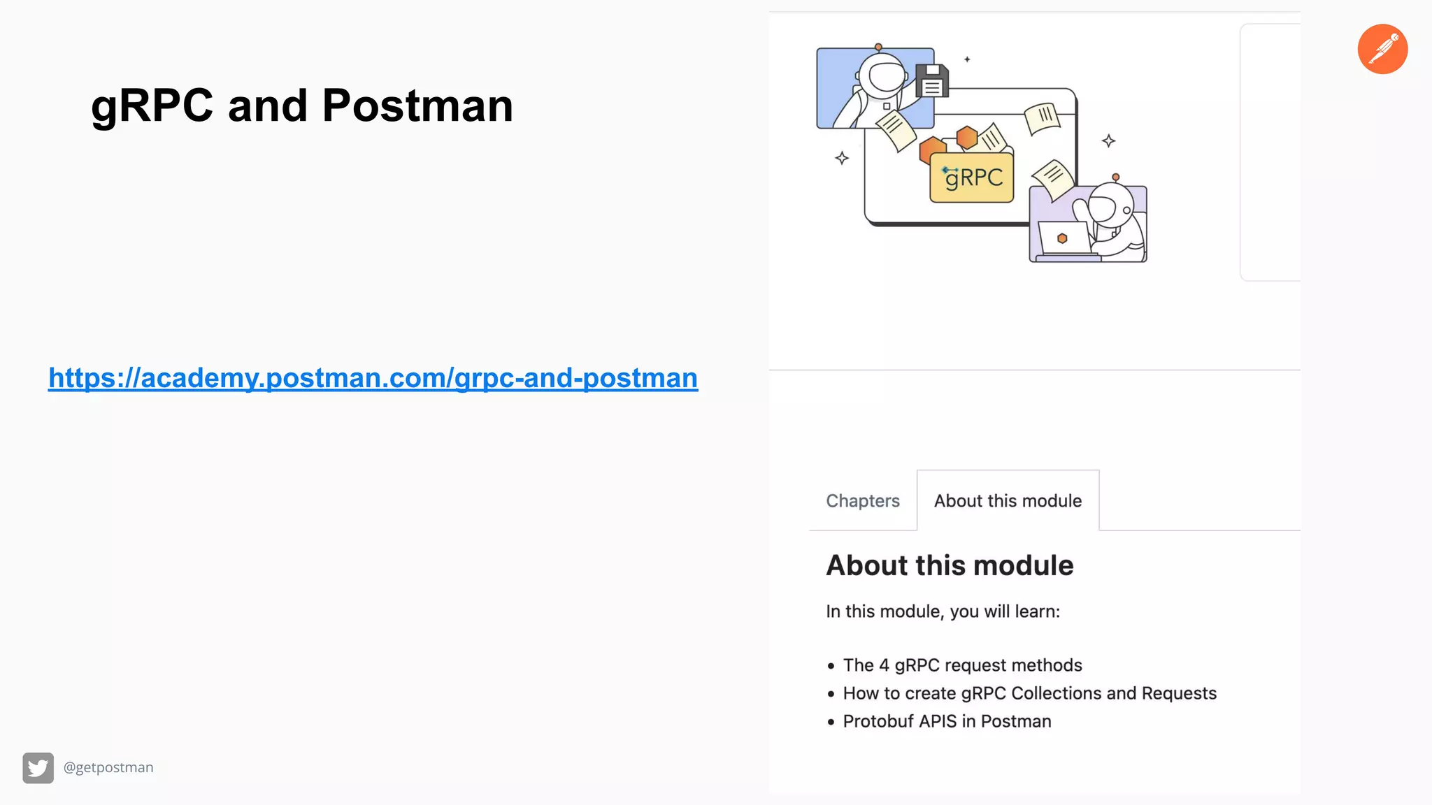 @getpostman https://academy.postman.com/grpc-and-postman gRPC and Postman 