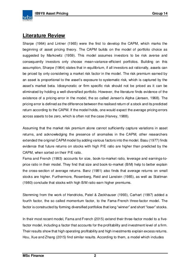 Capital asset pricing model notes picture