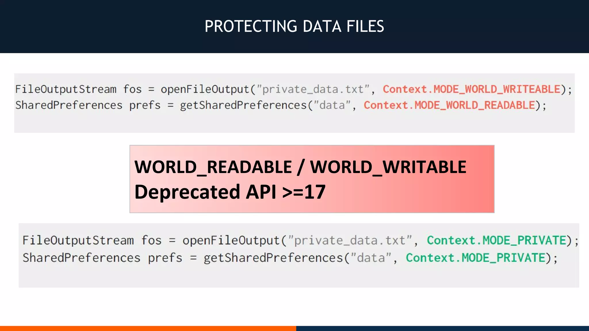 PROTECTING DATA FILES
 