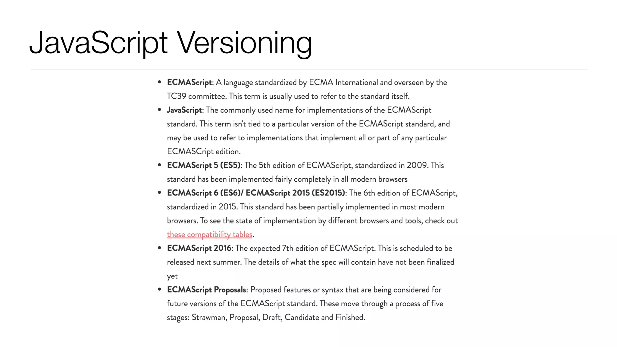 JavaScript Versioning 
