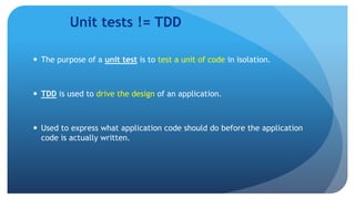 Unit testing & TDD concepts with best practice guidelines. | PPTX