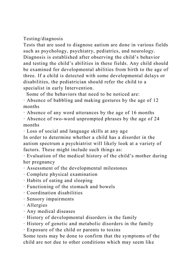 testingdiagnosistests-that-are-used-to-diagnose-autism-are-done-docx