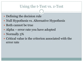 Testing differences between means_The Basics | PPT
