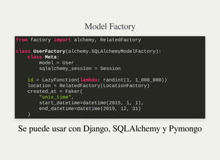python | flask | sqlalchemy| sql | factory design... Testing efectivo con pytest | PDF