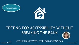 TESTING FOR ACCESSIBILITY WITHOUT
BREAKING THE BANK
CECILIE HAUGSTVEDT, TEST LEAD AT COMPUTAS
1
@chaugstvedt
 