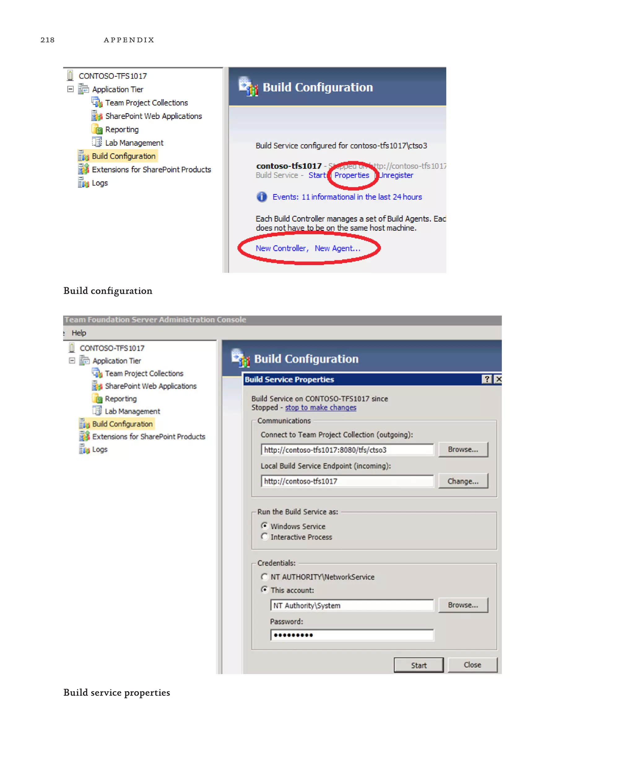218 appendix Build configuration Build service properties 
