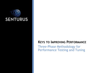 Three-Phase Methodology for Performance Testing and Tuning 
KEYSTOIMPROVINGPERFORMANCE  