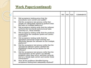 Work Paper(continued)
 