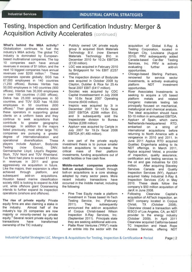 Testing inspection and certification industry