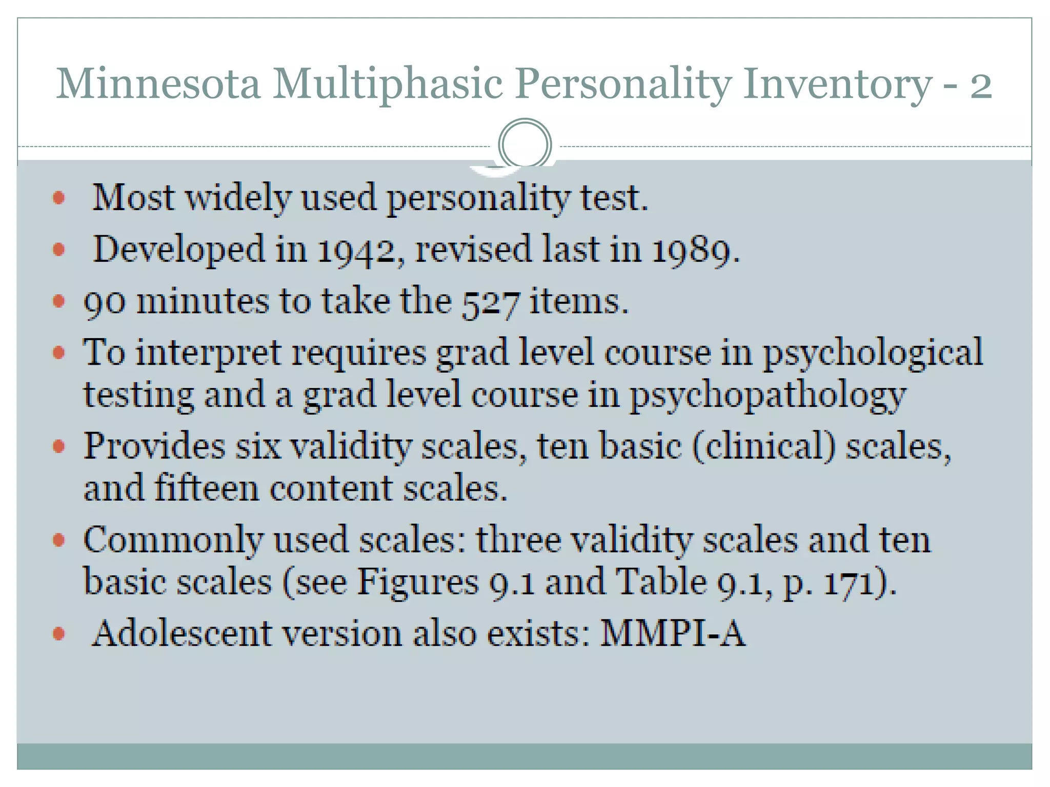 Minnesota Multiphasic Personality Inventory - 2
 