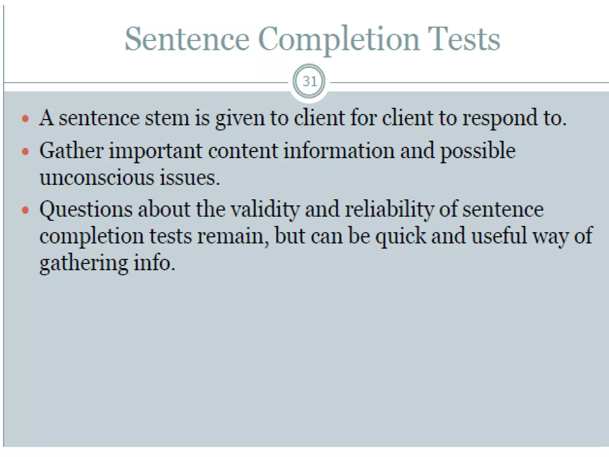 • an evaluation of a person's mental health, social
status, and
functional capacity within the community, genera
lly conducted by psychiatric social workers
PSYCHOSOCIAL
ASSESSMENT
 