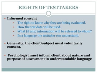 Informed consent - exceptions
 Sometimes, it is acceptable to test
without getting consent – e.g., you have given implied
consent to be tested by registering in a specific course.
 Sometimes it is necessary to test without getting
consent, even when consent is explicitly refused by
person to be tested – e.g., when mandated bylaw
 