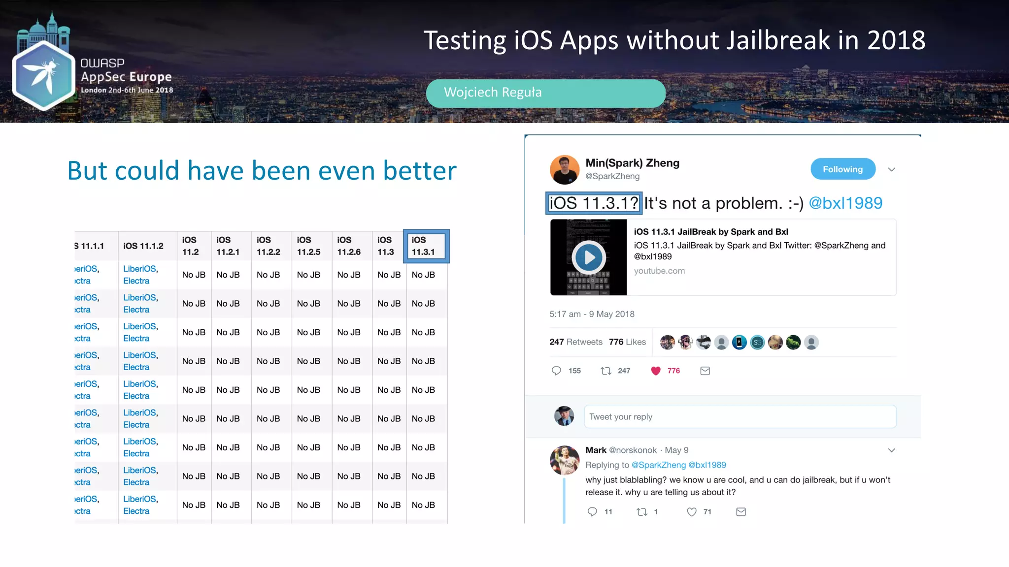 Wojciech Reguła
Testing iOS Apps without Jailbreak in 2018
But could have been even better
 