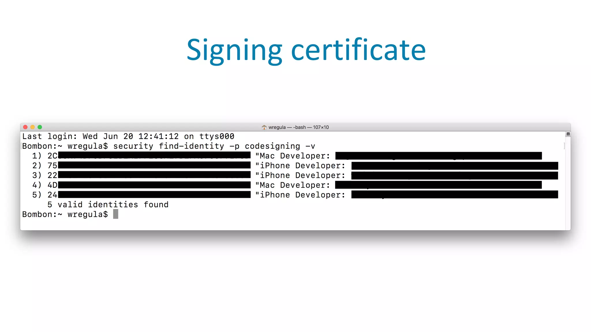 Signing certificate
 