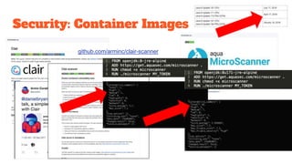 Security: Container Images
github.com/arminc/clair-scanner
 