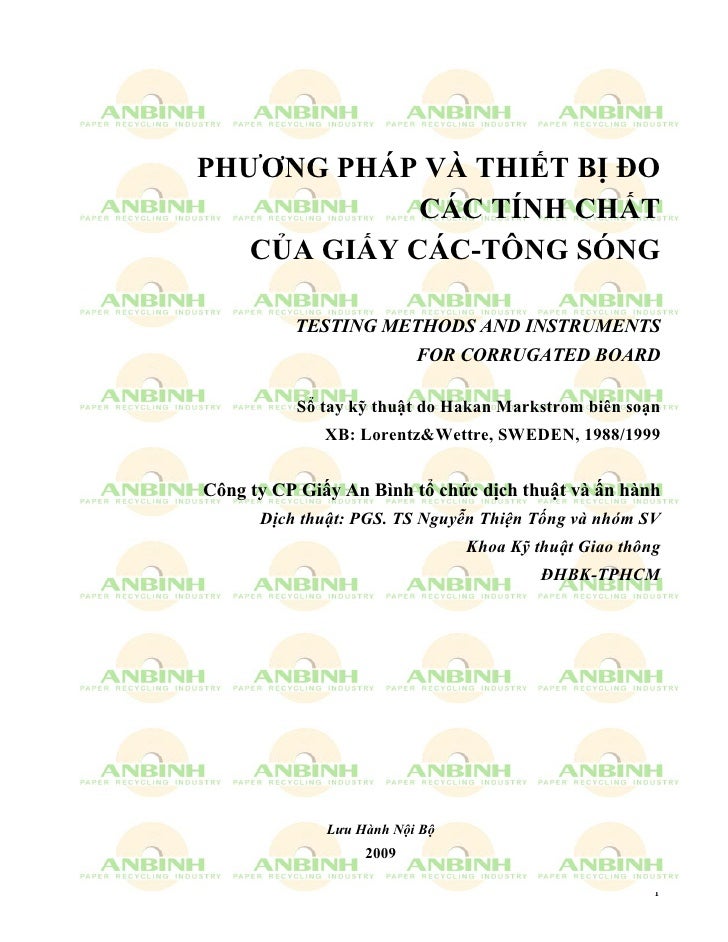 PHƯƠNG PHÁP VÀ THIẾT BỊ ĐO             CÁC TÍNH CHẤT   CỦA GIẤY CÁC-TÔNG SÓNG          TESTING METHODS AND INSTRUMENTS    ...