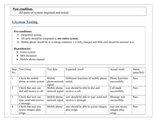 Test cases for testing mobile phone | DOC