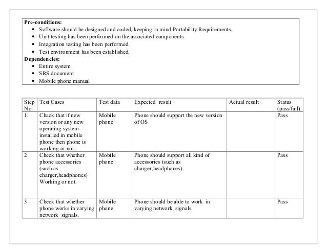 Test cases for testing mobile phone