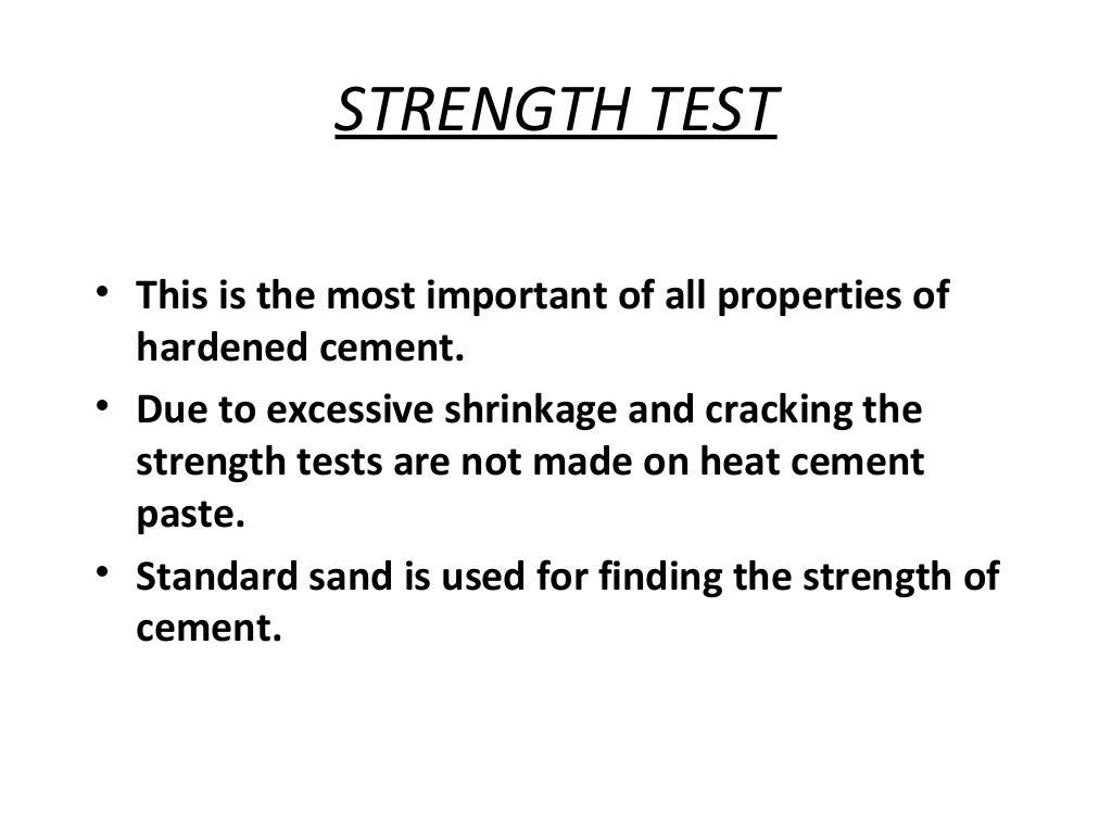 Testing of cement