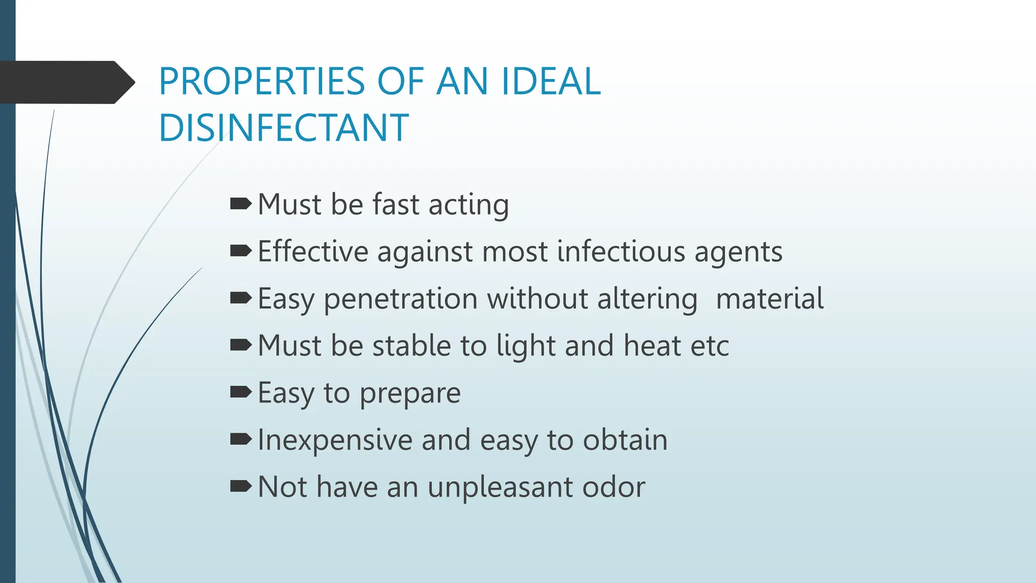 TESTING OF DISINFECTANT CLASSES OF DISINFECTANTS METHOD FOR TESTING