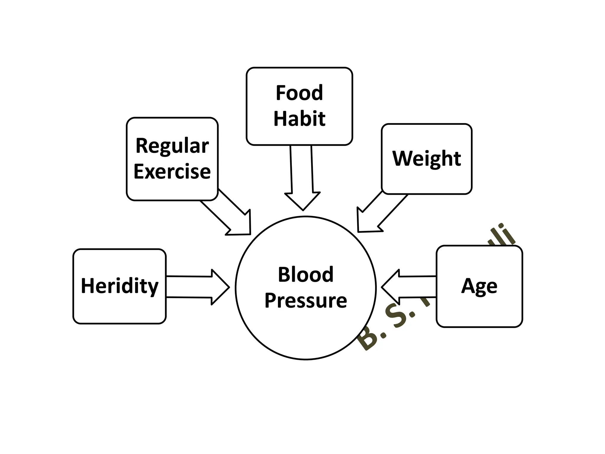 Blood
Pressure
Heridity
Regular
Exercise
Food
Habit
Weight
Age
 