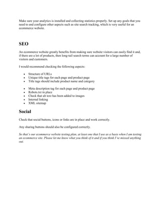 Testing plan for an ecommerce site | PDF