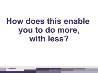 How does this enable
you to do more,
with less?
 