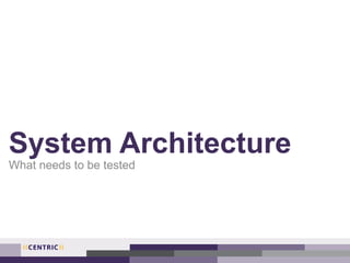 System Architecture
What needs to be tested
 
