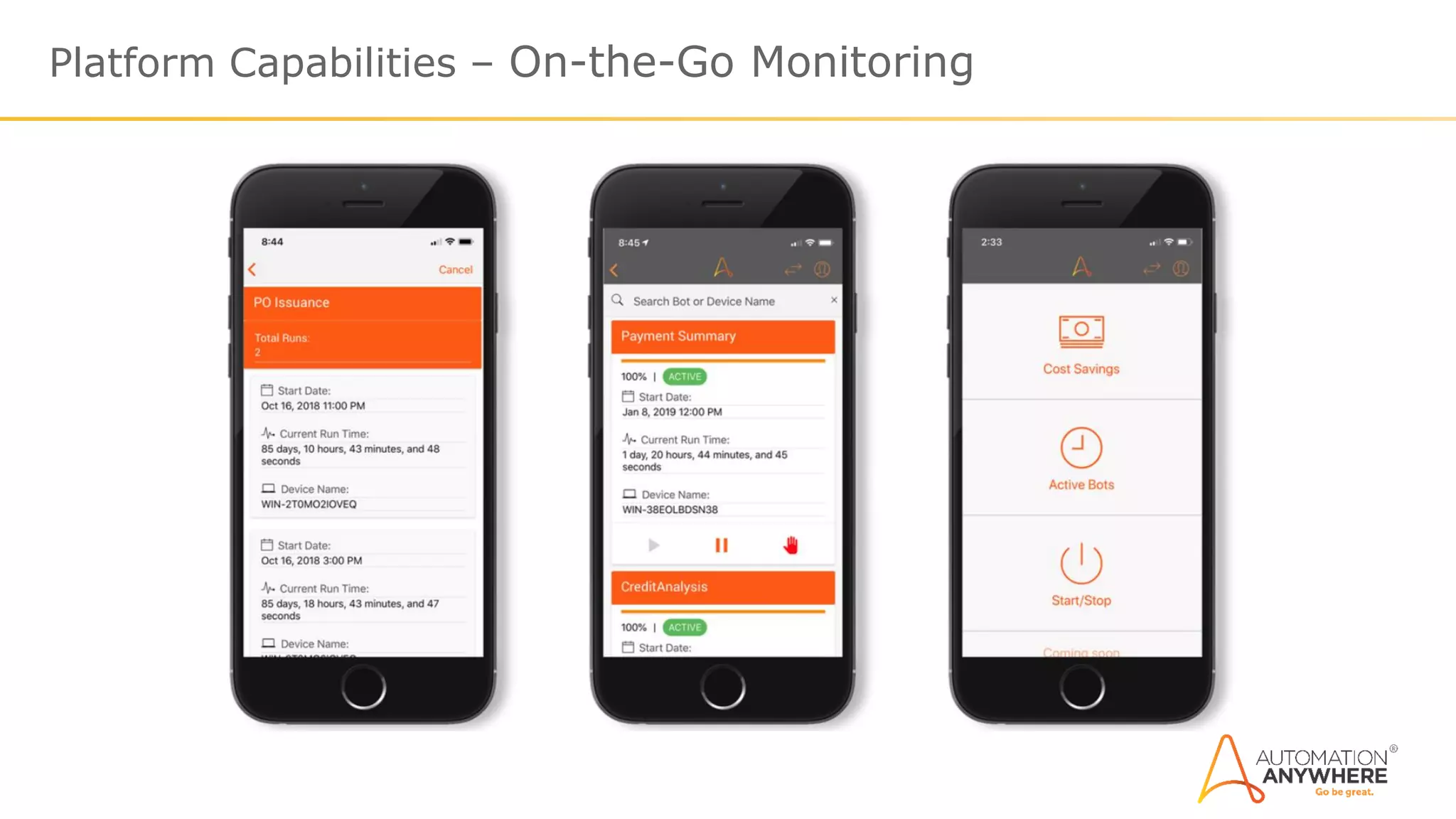 Platform Capabilities – On-the-Go Monitoring
 