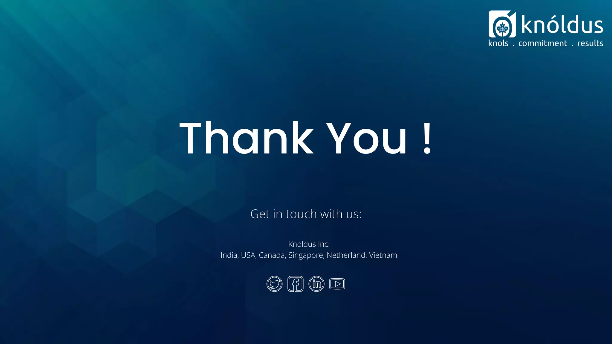 Thank You !
Get in touch with us:
Knoldus Inc.
India, USA, Canada, Singapore, Netherland, Vietnam
 