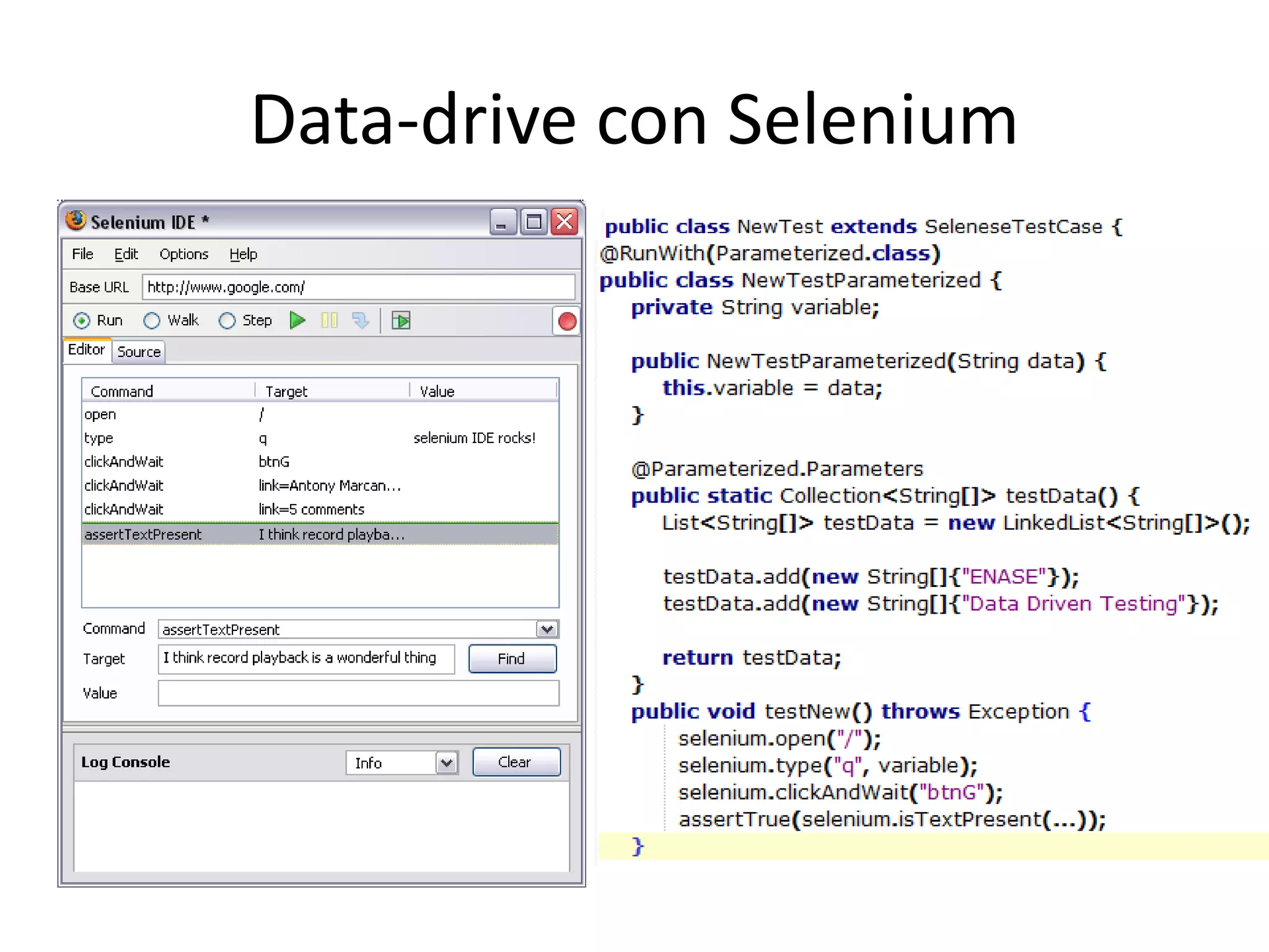 Data-drive con Selenium
 