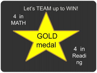 Let’s TEAM up to WIN! GOLD medal4  in  MATH4  in  Reading